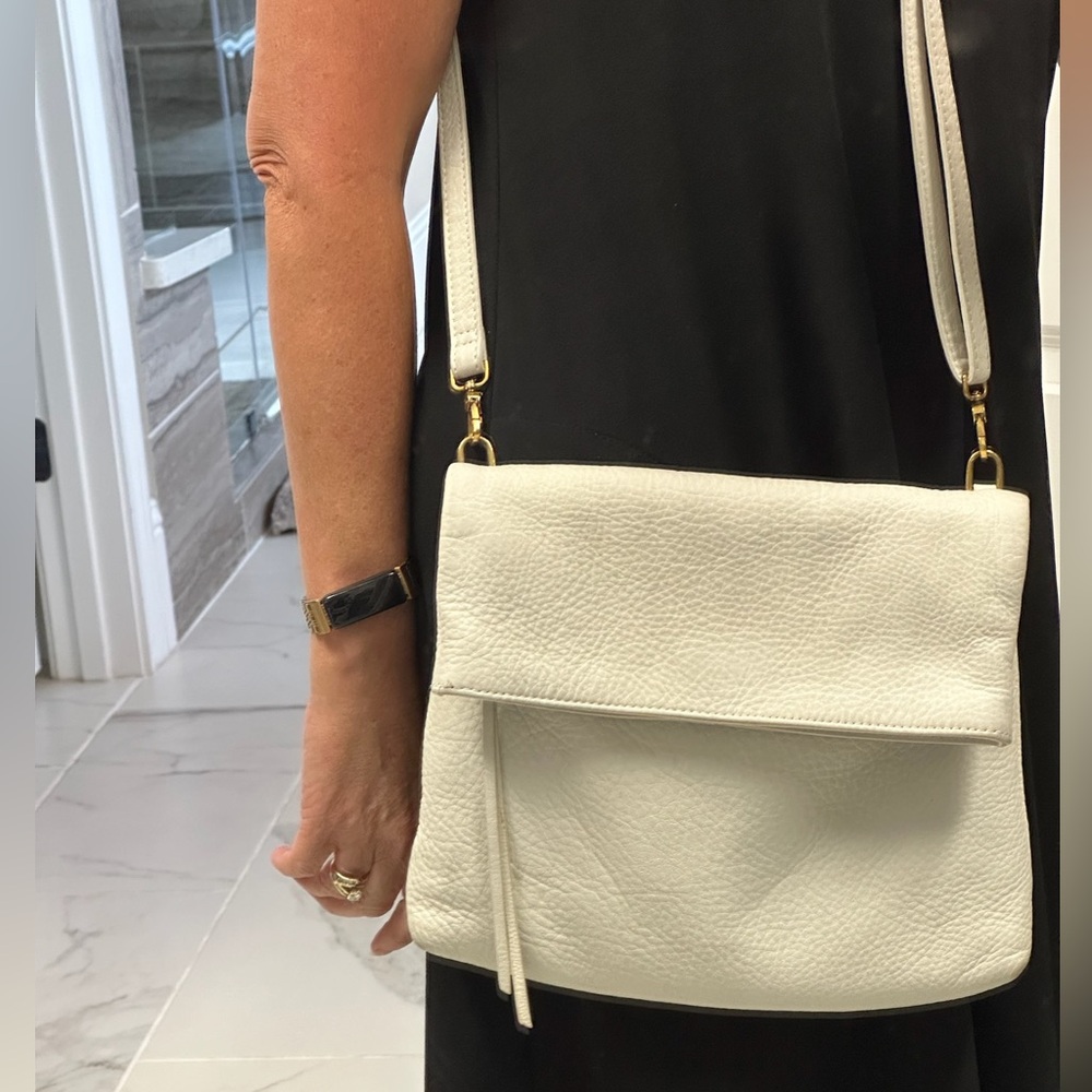 HOBO Draft crossbody in white pebbled leather